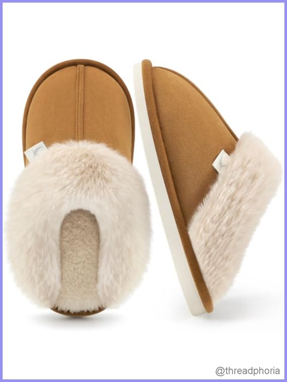 Womens Fuzzy Plush House Slippers Non-Slip Warm Fleece Lined Slip-On